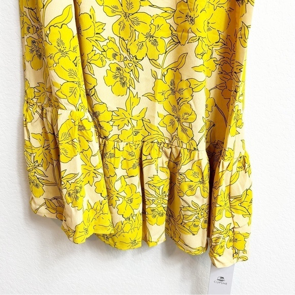 CUPSHE YELLOW FLORAL PRINT ONE  SHOULDER WOMEN SUMMER DRESS SIZE XS BRAND NEW - Picture 3 of 11